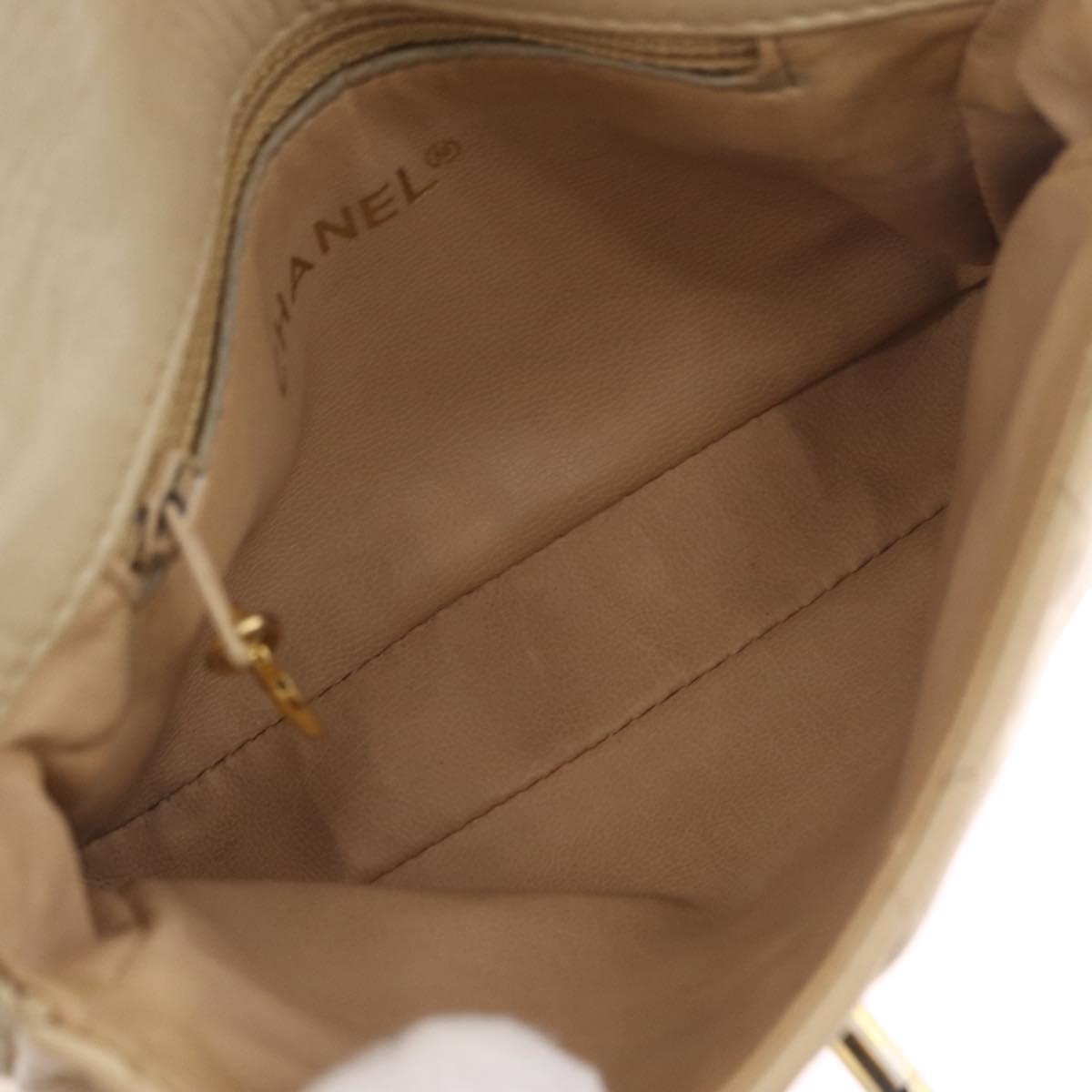 CHANEL Matelasse Waist Bag Lamb Skin Beige Gold Tone CC Auth BA16179