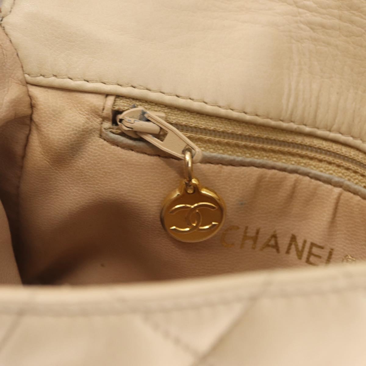 CHANEL Matelasse Waist Bag Lamb Skin Beige Gold Tone CC Auth BA16179