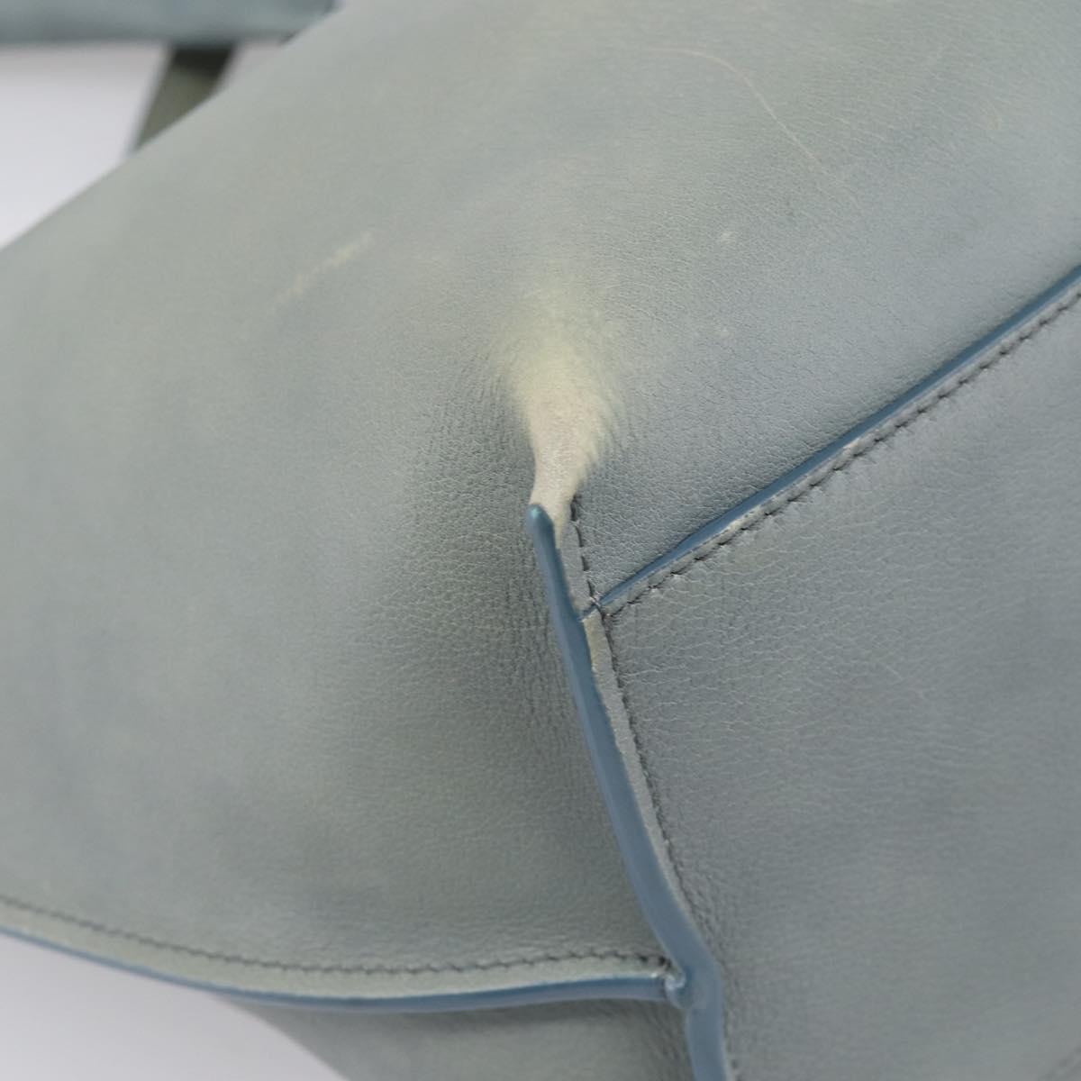 Chloe Vic Tote Bag Leather Light Blue Gold Tone Auth BA16184