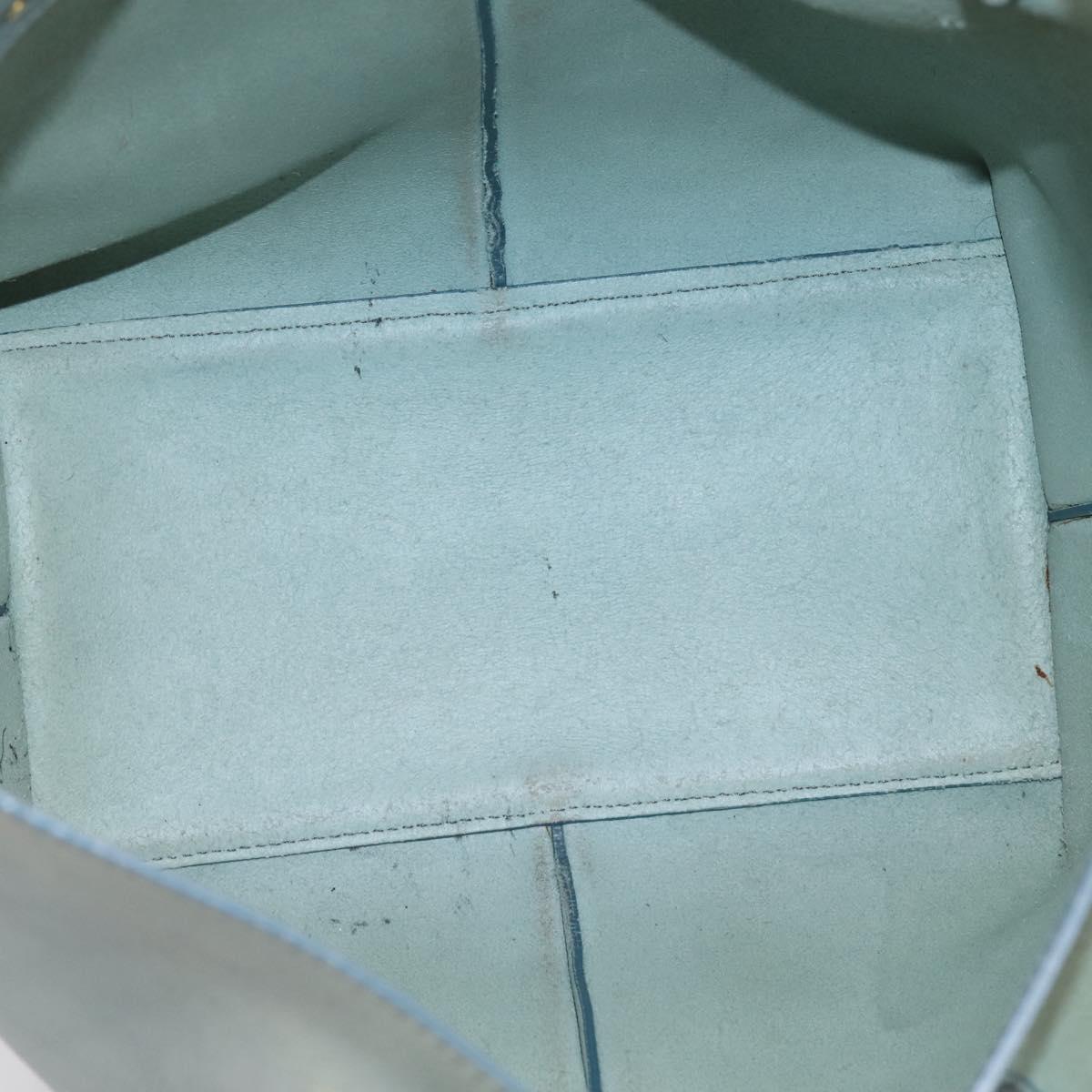 Chloe Vic Tote Bag Leather Light Blue Gold Tone Auth BA16184