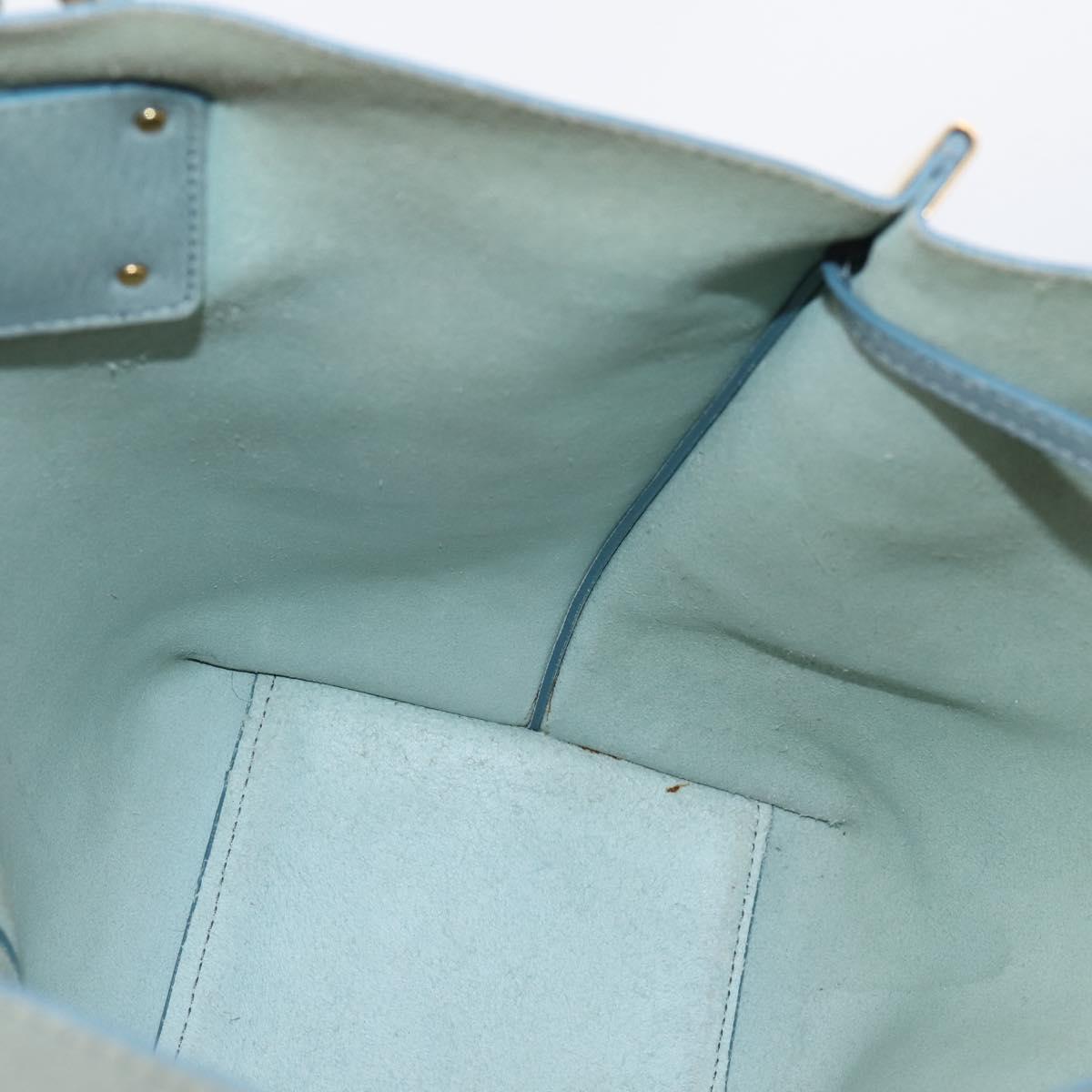 Chloe Vic Tote Bag Leather Light Blue Gold Tone Auth BA16184