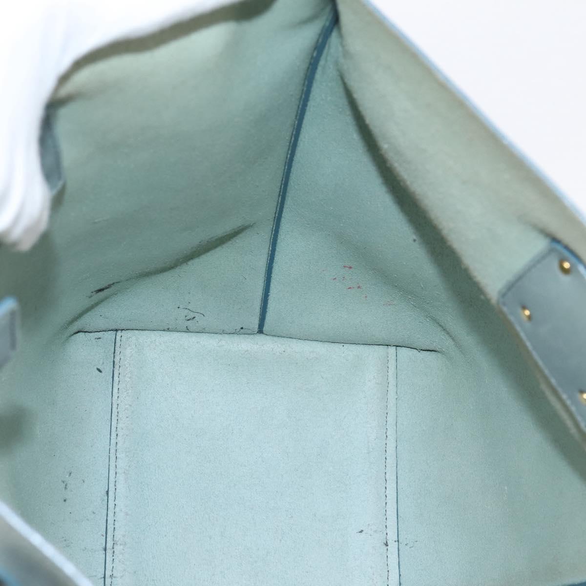 Chloe Vic Tote Bag Leather Light Blue Gold Tone Auth BA16184