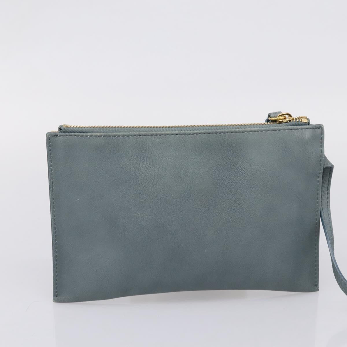 Chloe Vic Tote Bag Leather Light Blue Gold Tone Auth BA16184