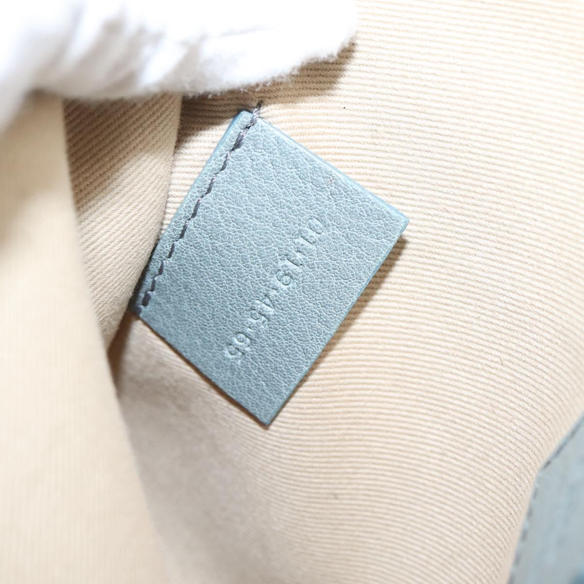 Chloe Vic Tote Bag Leather Light Blue Gold Tone Auth BA16184