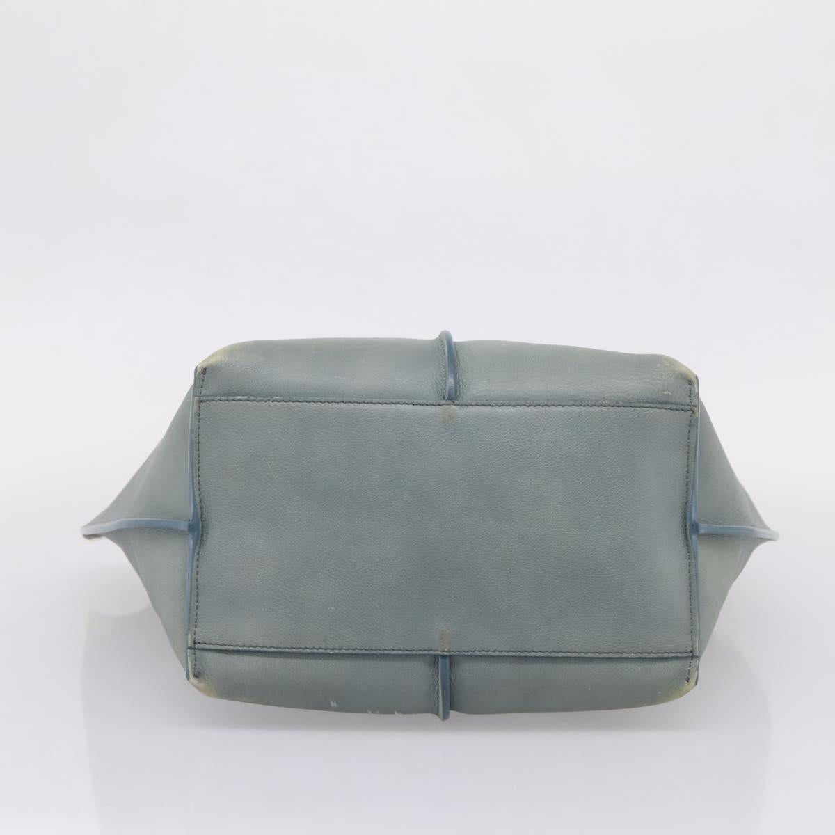 Chloe Vic Tote Bag Leather Light Blue Gold Tone Auth BA16184