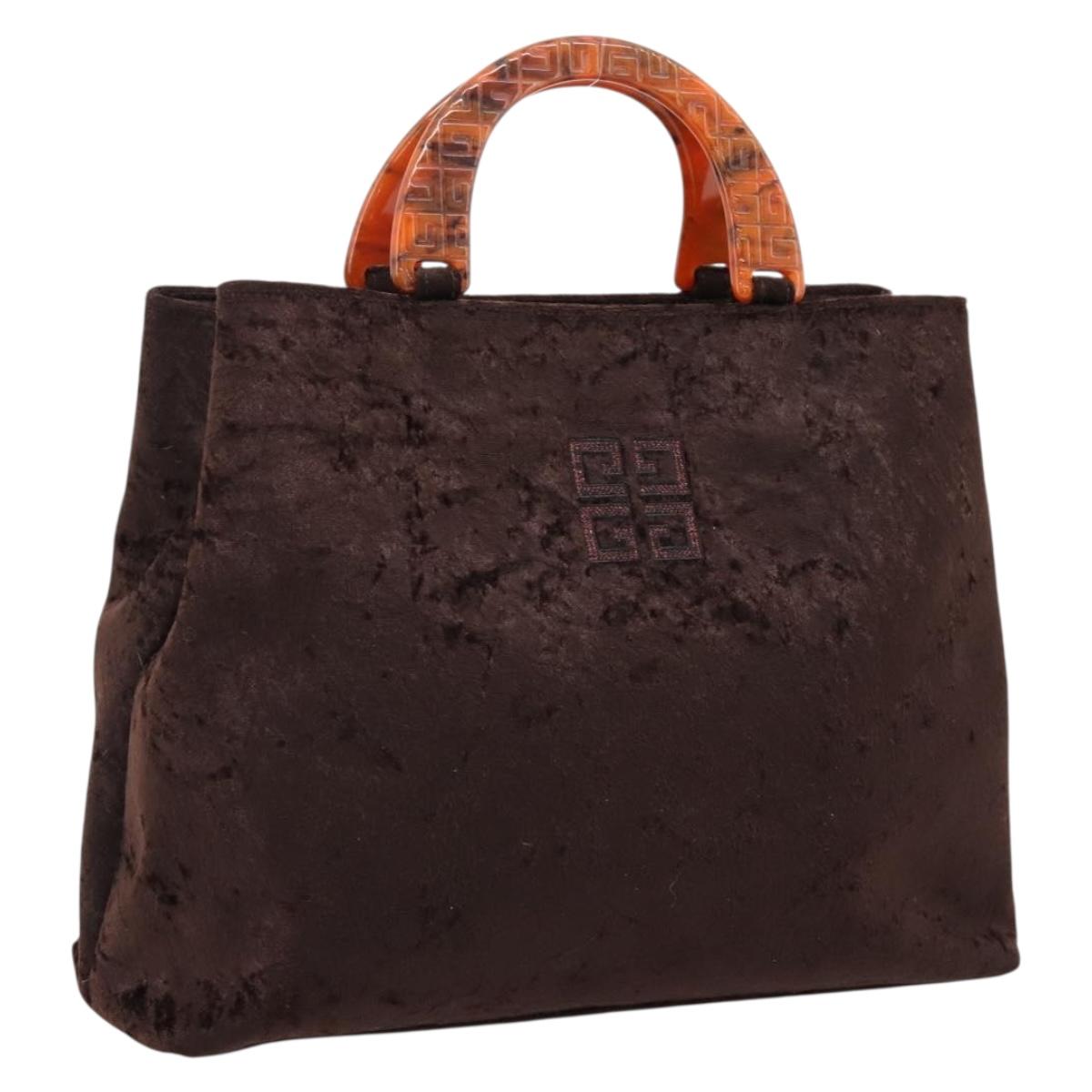 GIVENCHY Hand Bag Velor Brown Auth BA16185A