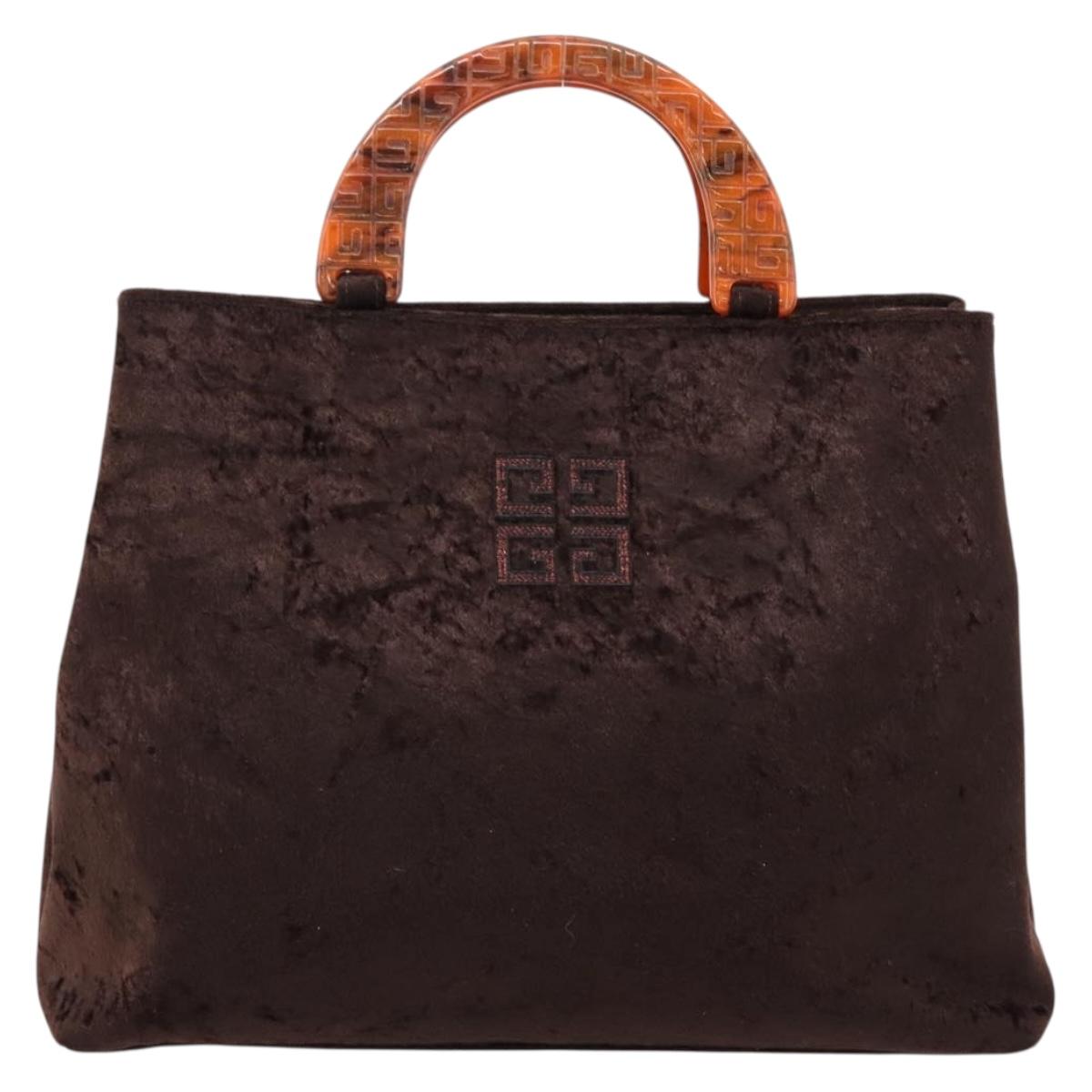 GIVENCHY Hand Bag Velor Brown Auth BA16185A