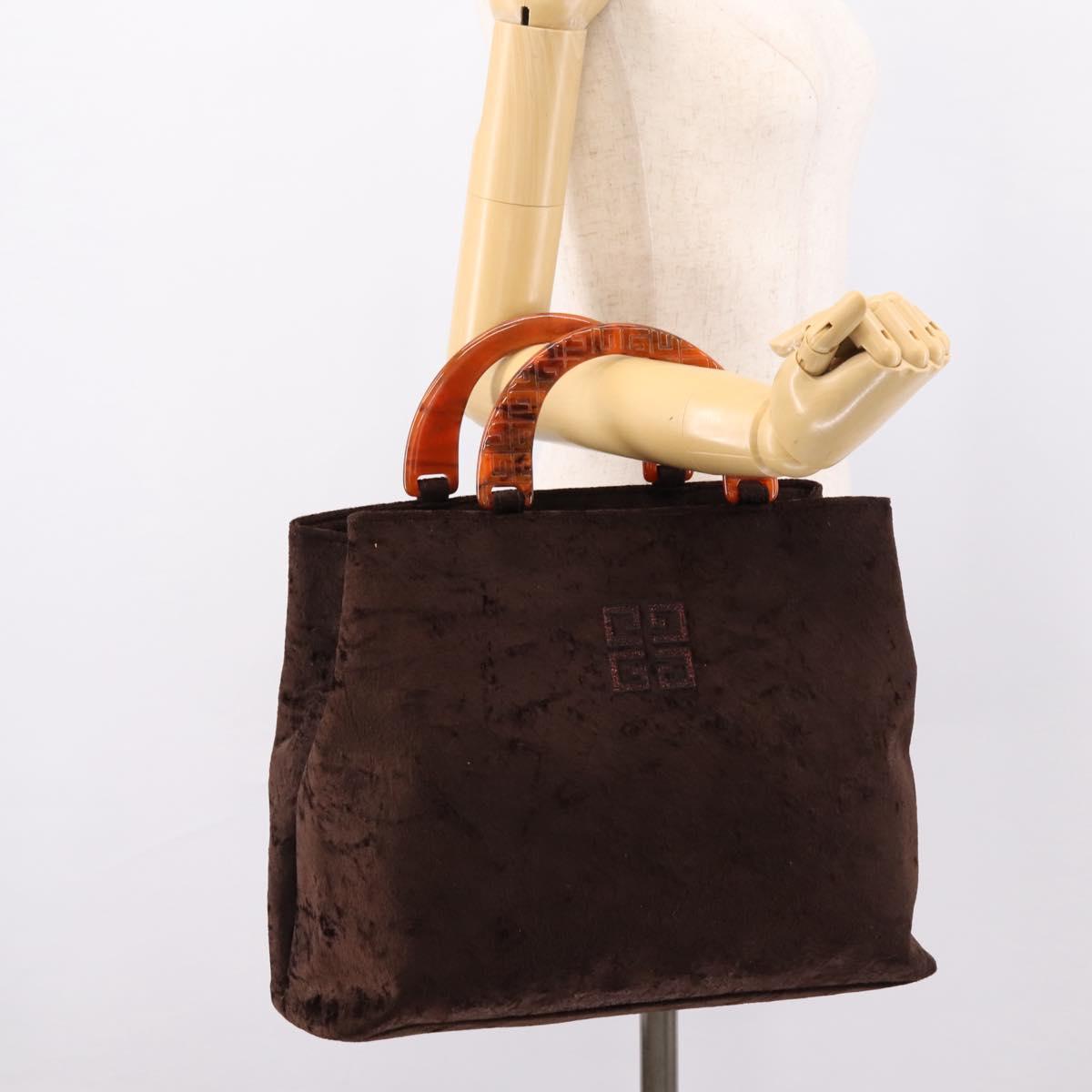 GIVENCHY Hand Bag Velor Brown Auth BA16185A