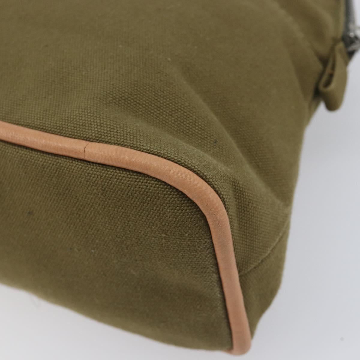 HERMES Bolide Pouch Pouch Canvas Khaki Silver Auth BA16189