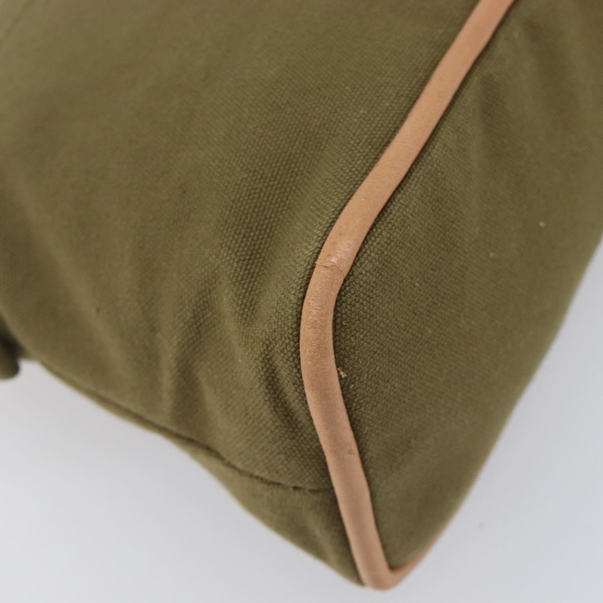HERMES Bolide Pouch Pouch Canvas Khaki Silver Auth BA16189