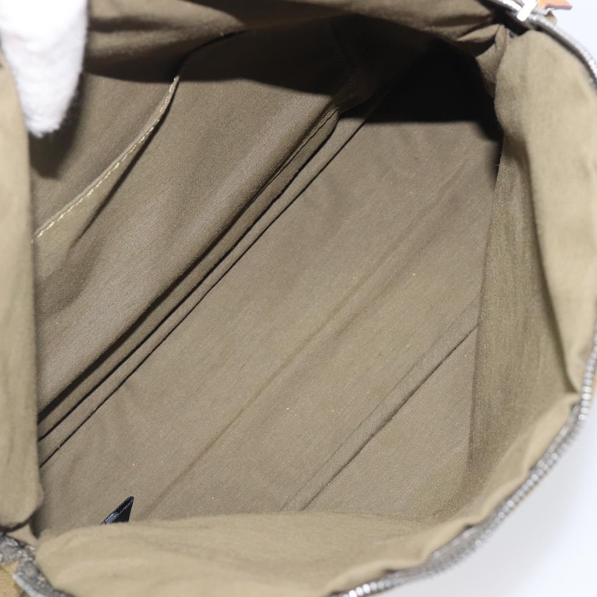 HERMES Bolide Pouch Pouch Canvas Khaki Silver Auth BA16189