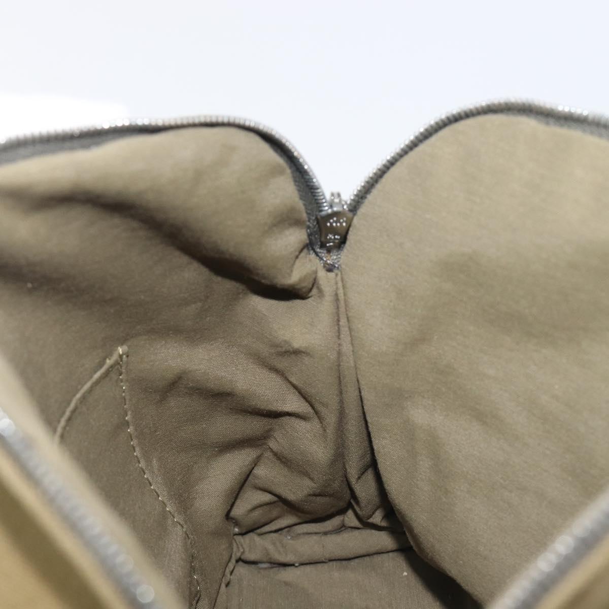 HERMES Bolide Pouch Pouch Canvas Khaki Silver Auth BA16189