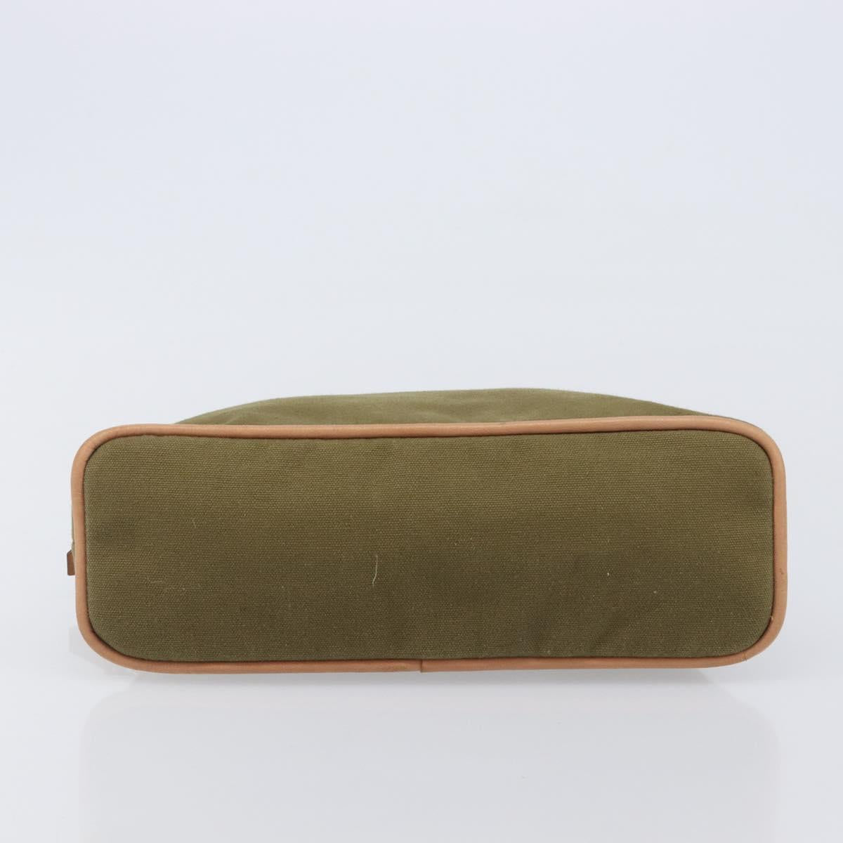 HERMES Bolide Pouch Pouch Canvas Khaki Silver Auth BA16189