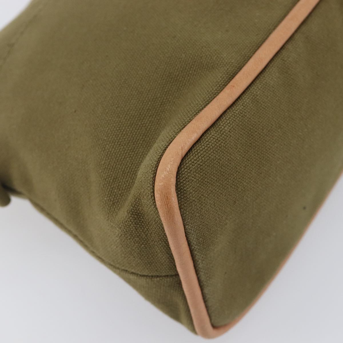 HERMES Bolide Pouch Pouch Canvas Khaki Silver Auth BA16189