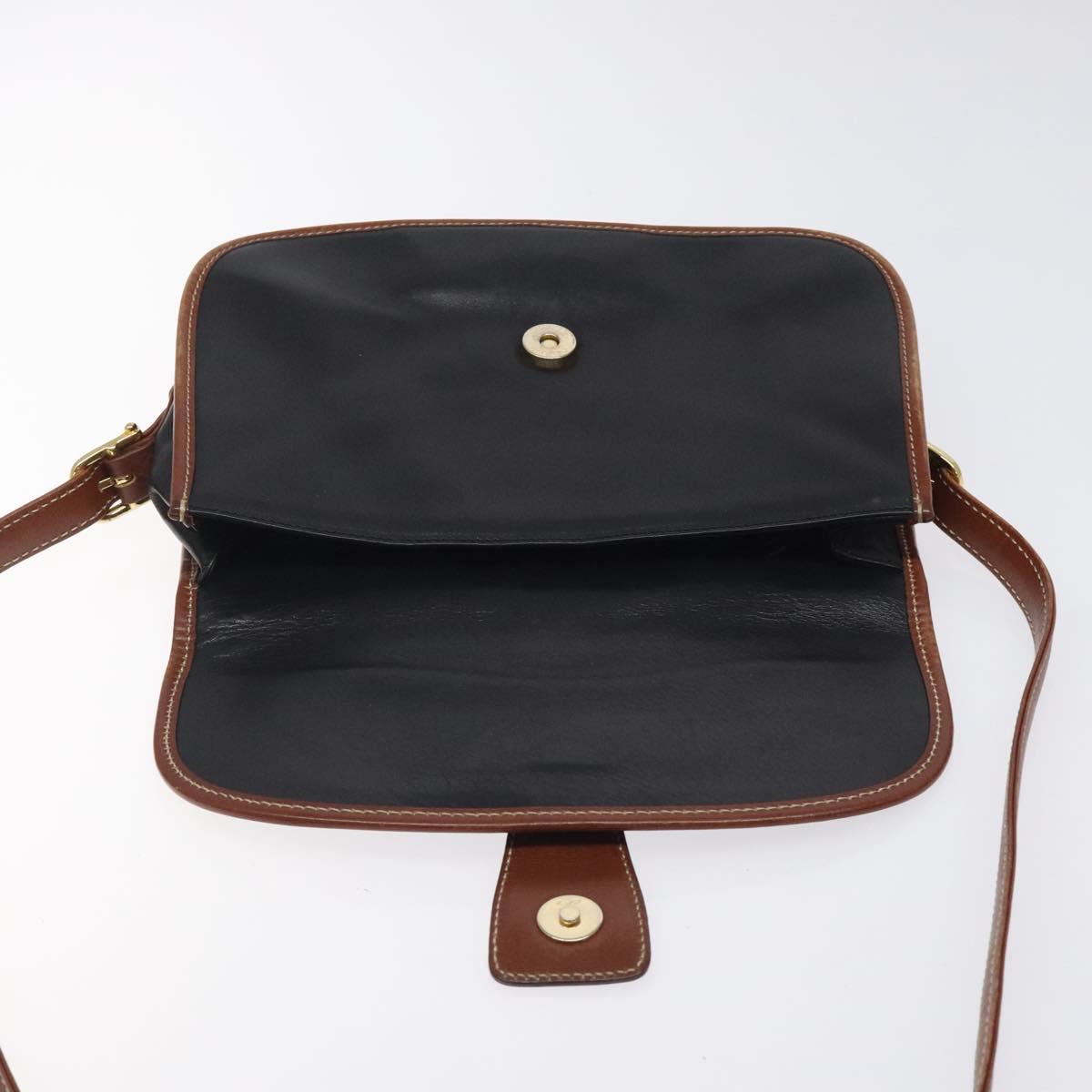 CELINE Shoulder Bag Leather Black Gold Auth BA1619