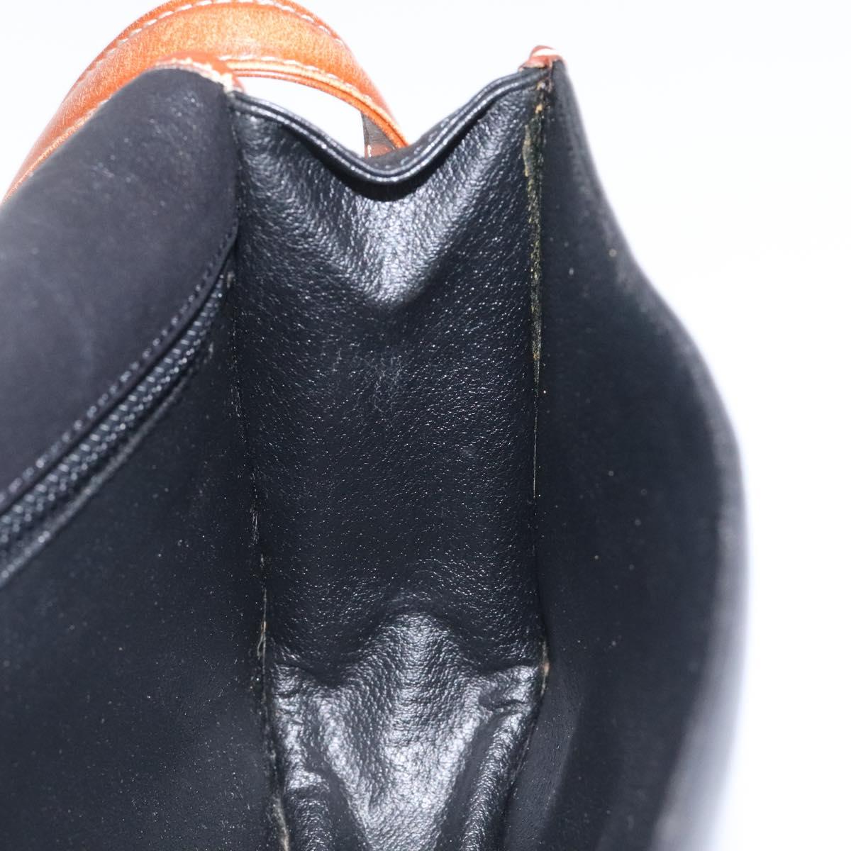 CELINE Shoulder Bag Leather Black Gold Auth BA1619