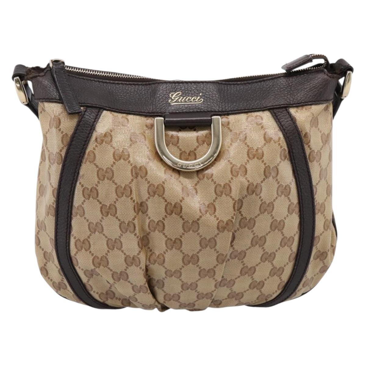 GUCCI GG Crystal Shoulder Bag Coated Canvas Outlet Beige 265691 Auth BA16190