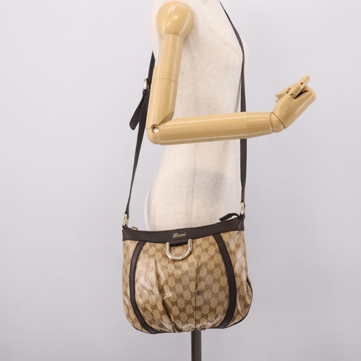 GUCCI GG Crystal Shoulder Bag Coated Canvas Outlet Beige 265691 Auth BA16190