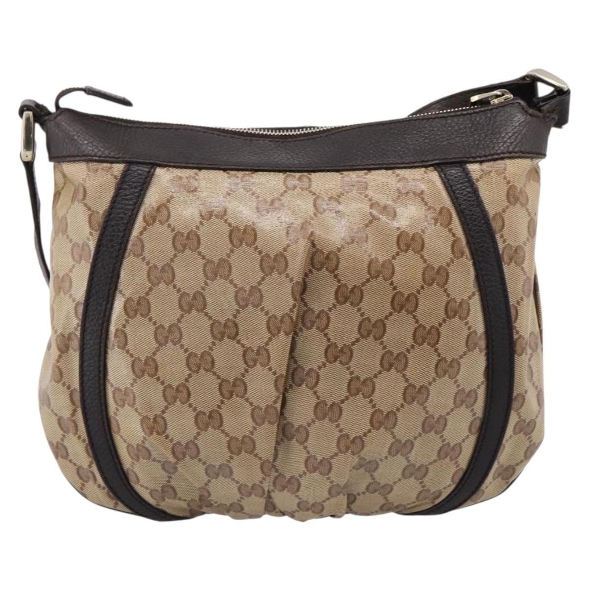 GUCCI GG Crystal Shoulder Bag Coated Canvas Outlet Beige 265691 Auth BA16190