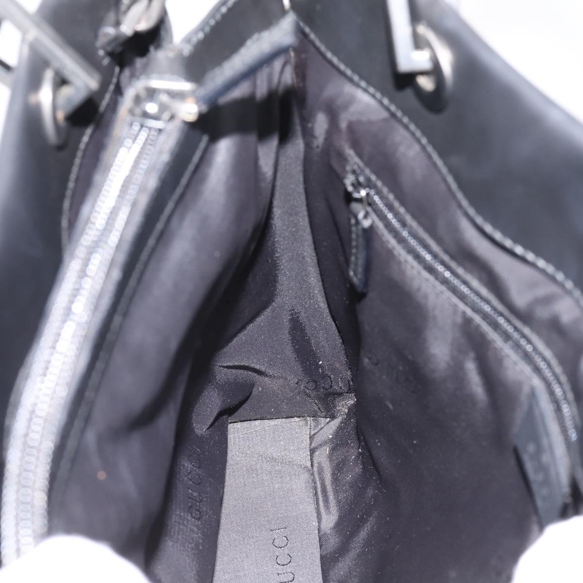 GUCCI Bamboo Hand Bag Leather 2way Black Silver 002 1016 Auth BA16192