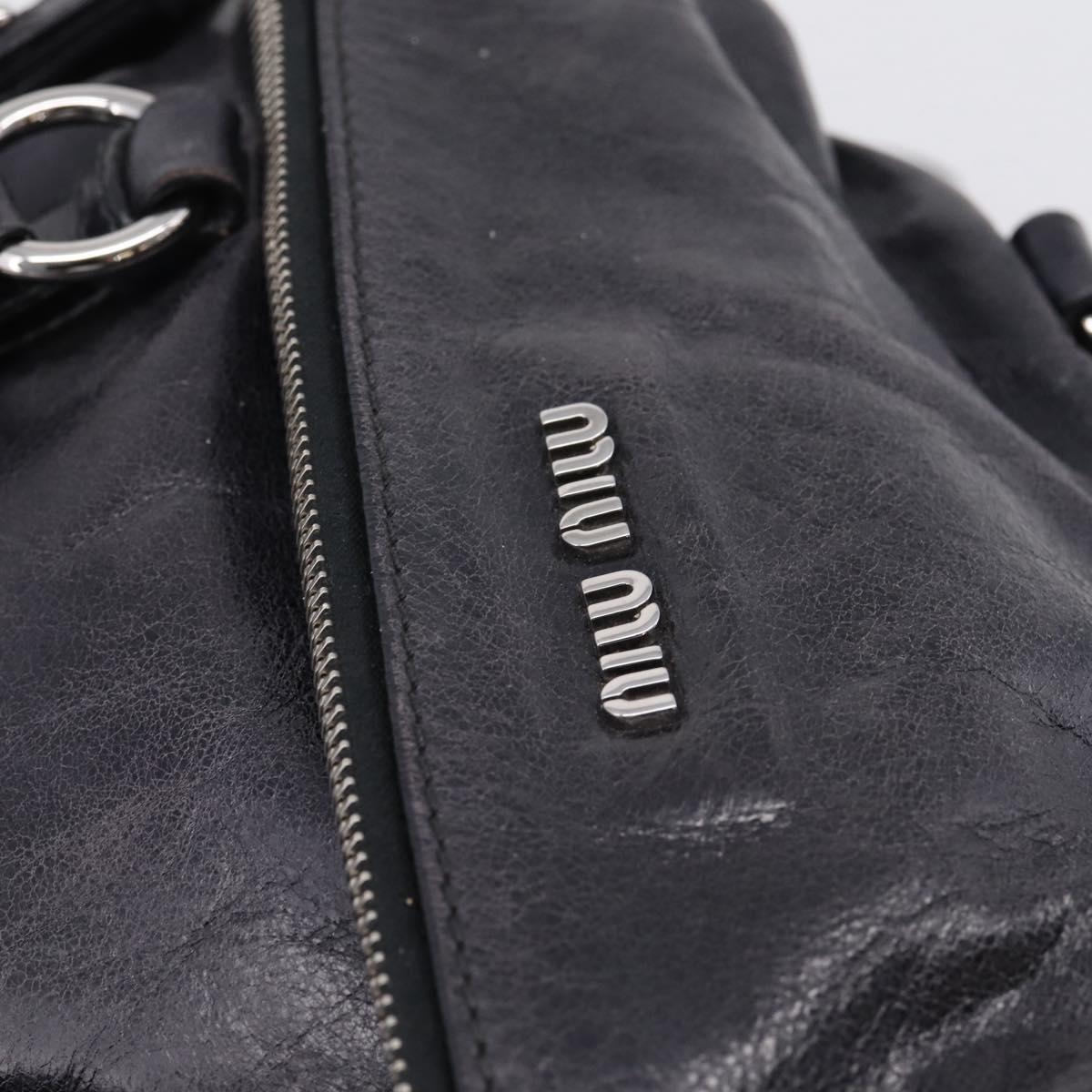 Miu Miu Vitter Lux Hand Bag Leather 2way Purple Silver Auth BA16195V