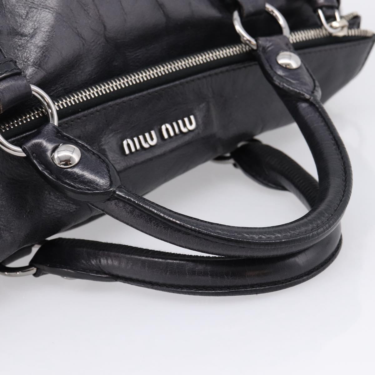 Miu Miu Vitter Lux Hand Bag Leather 2way Purple Silver Auth BA16195V