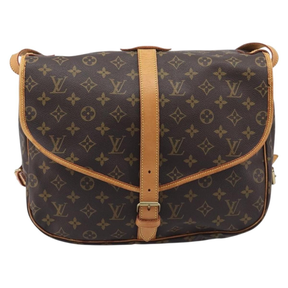 LOUIS VUITTON Monogram Saumur 35 Shoulder Bag M42254 LV Auth BA16197