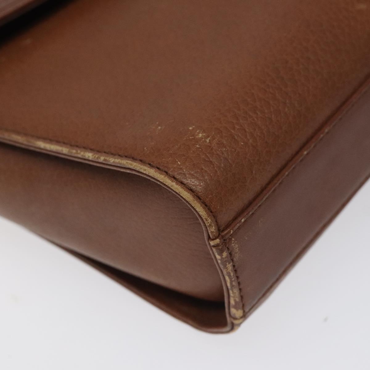 Burberrys Shoulder Bag Leather Brown Gold Auth BA1620