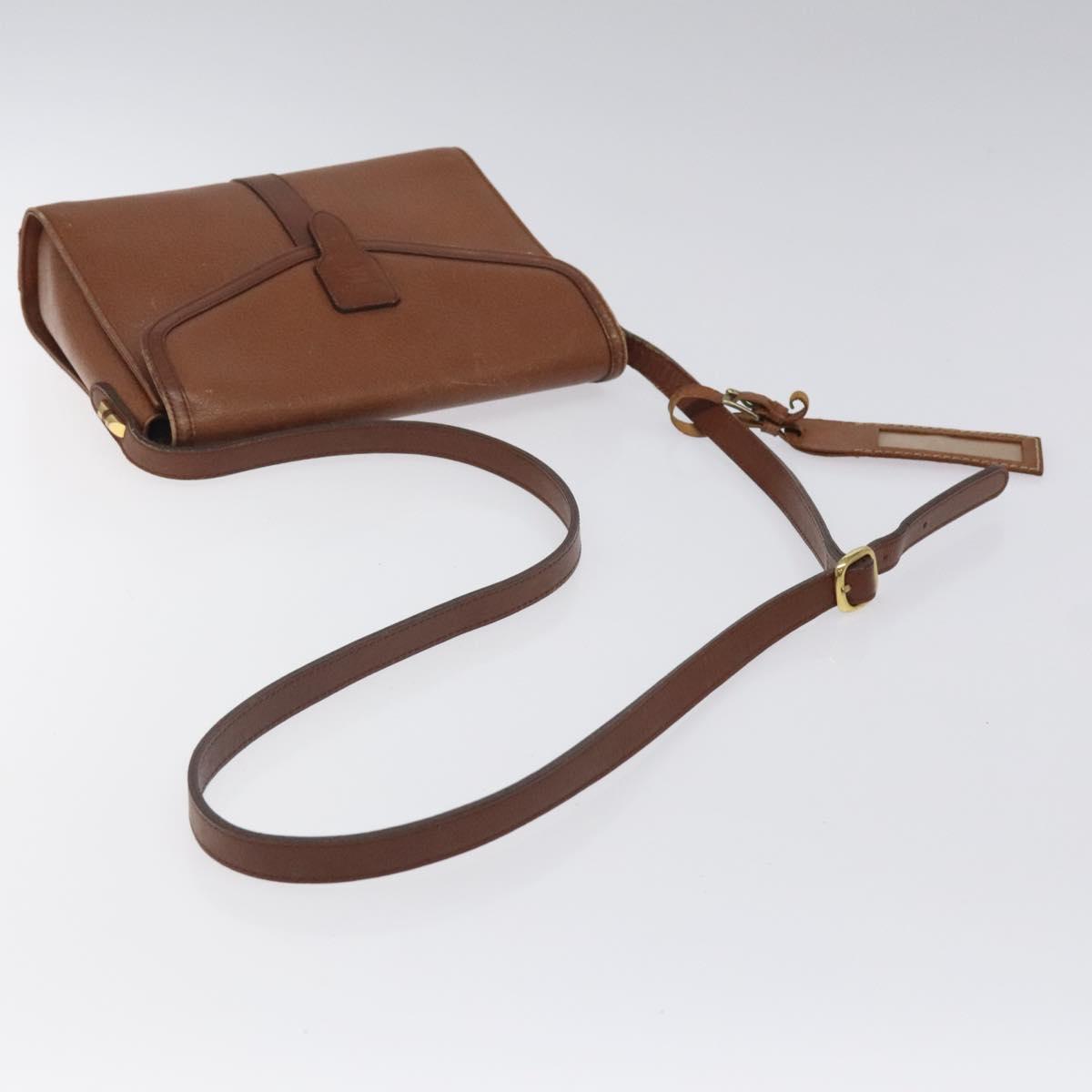 Burberrys Shoulder Bag Leather Brown Gold Auth BA1620