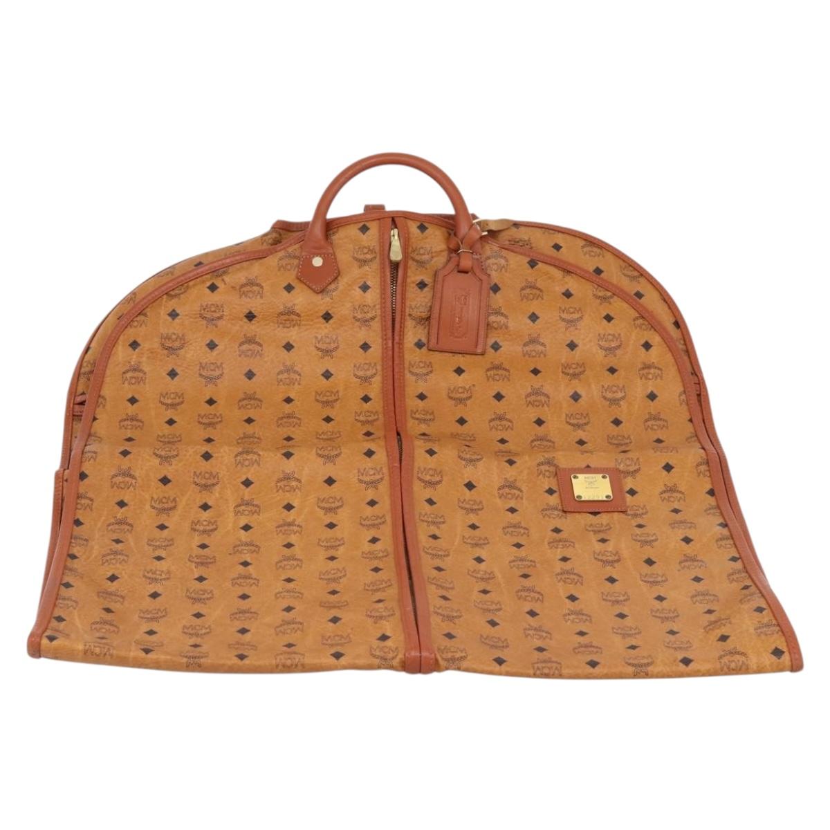 MCM Vicetos Garment Cover PVC Leather Brown Gold Tone Auth BA16200