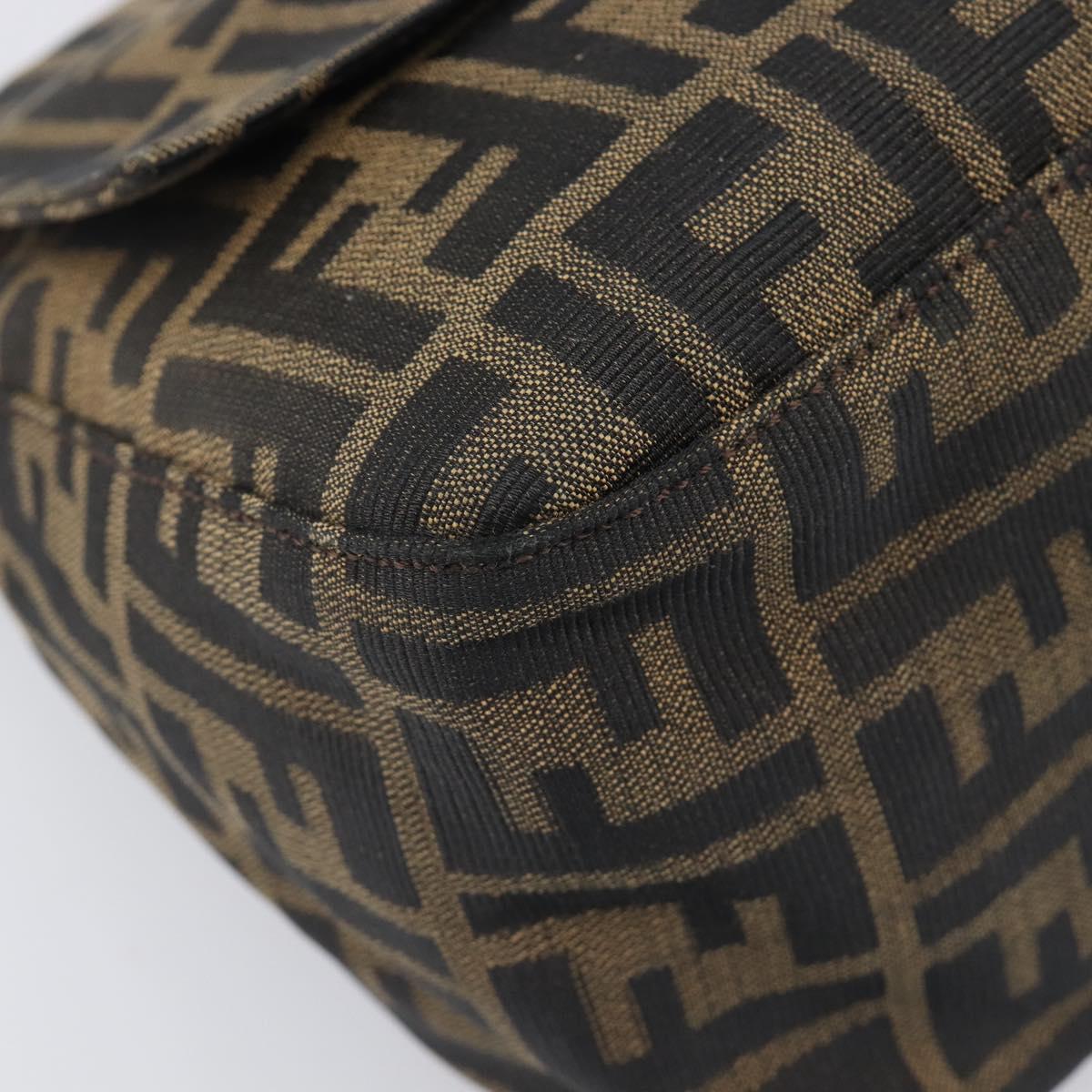 FENDI Zucca Canvas Mamma Baguette Shoulder Bag Black Silver Auth BA16202V