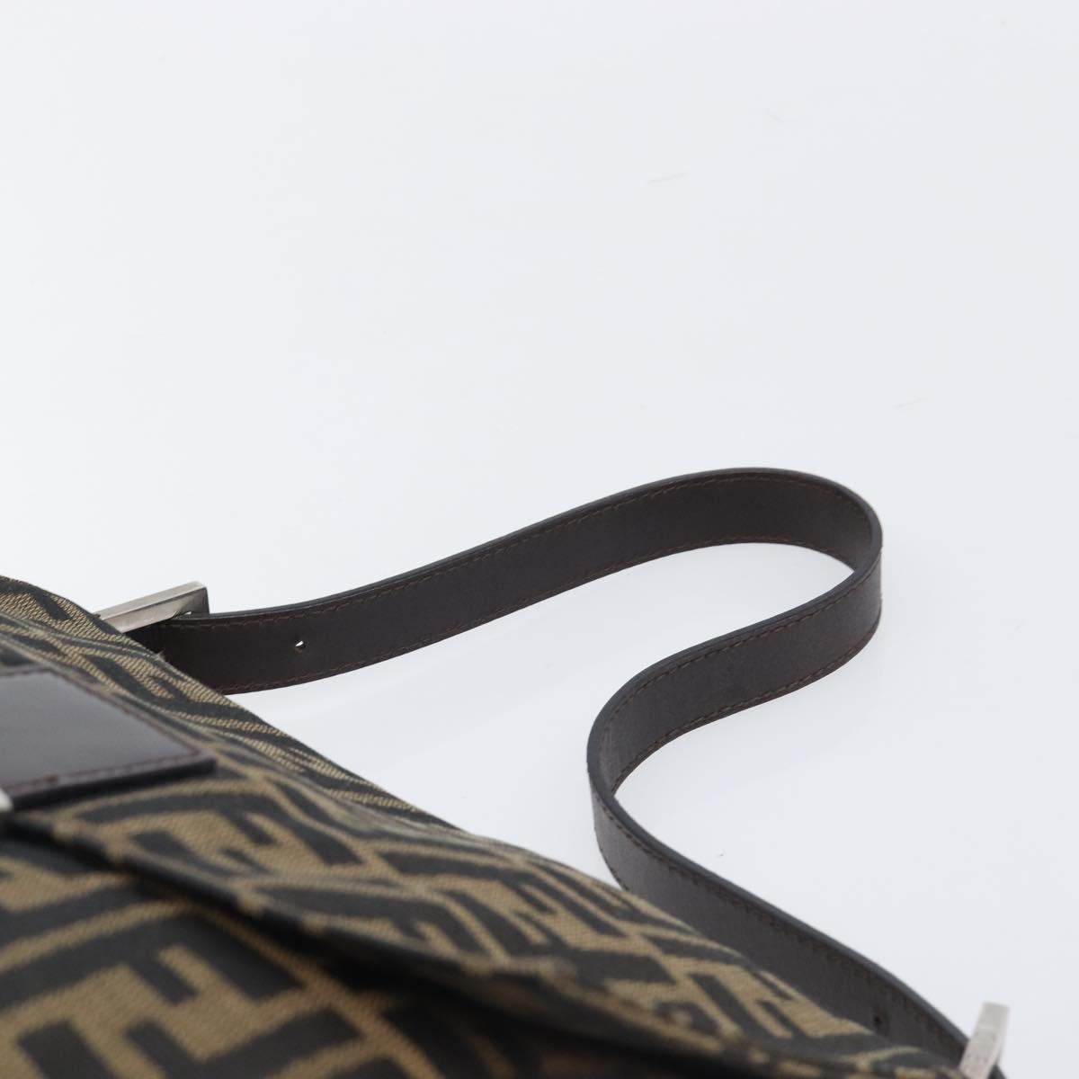 FENDI Zucca Canvas Mamma Baguette Shoulder Bag Black Silver Auth BA16202V