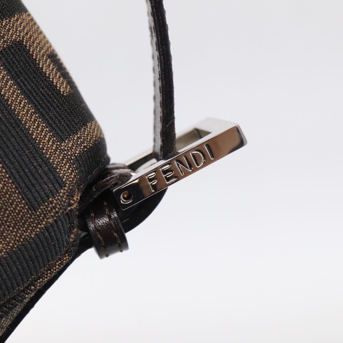 FENDI Zucca Canvas Mamma Baguette Shoulder Bag Black Silver Auth BA16203V