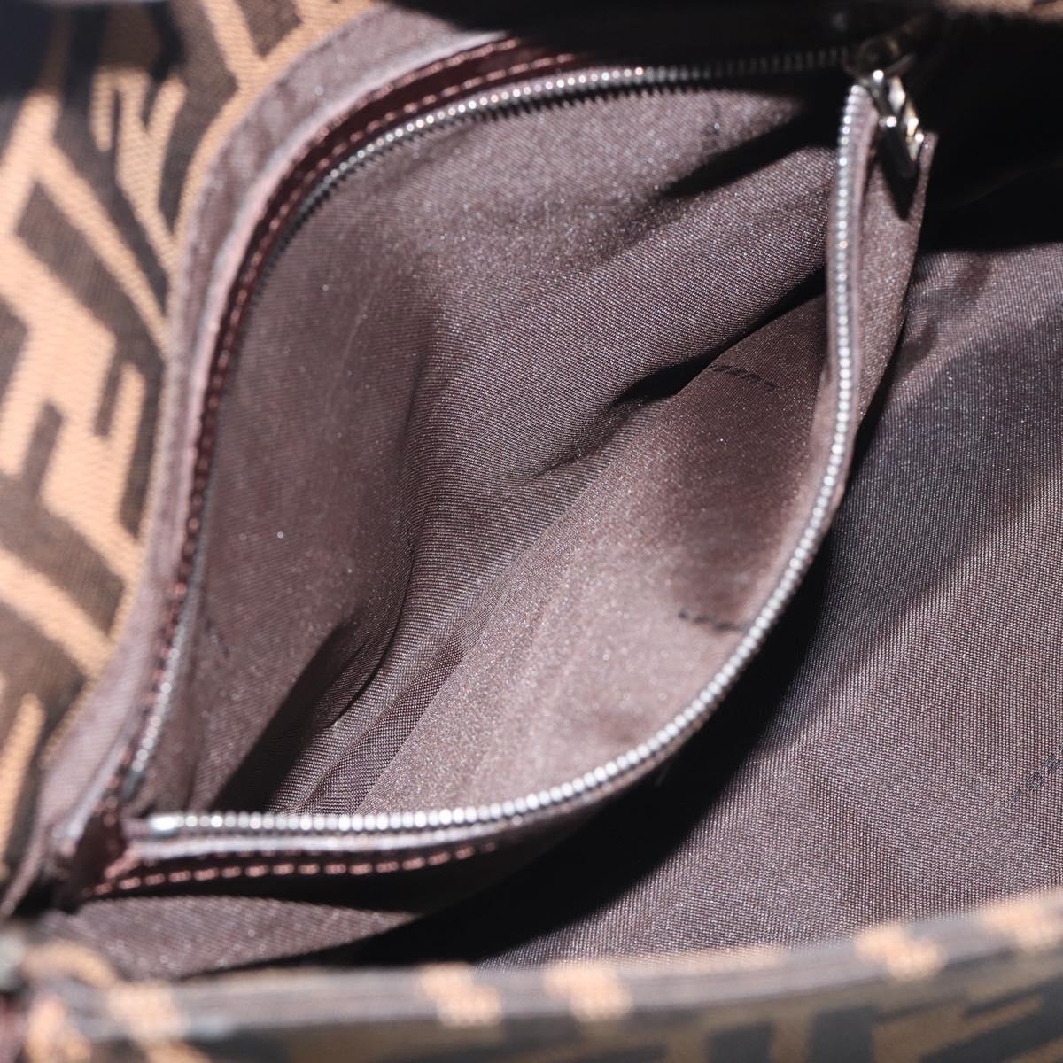 FENDI Zucca Canvas Mamma Baguette Shoulder Bag Black Silver Auth BA16203V