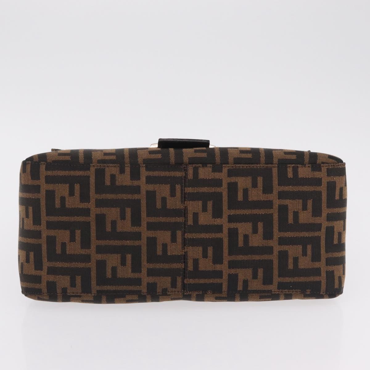 FENDI Zucca Canvas Mamma Baguette Shoulder Bag Black Silver Auth BA16204V