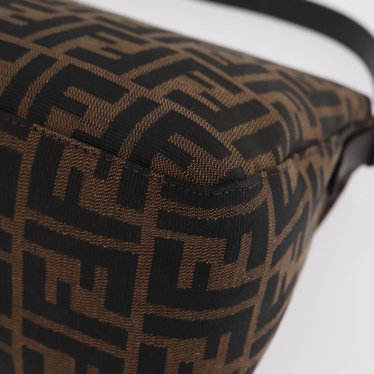 FENDI Zucca Canvas Mamma Baguette Shoulder Bag Black Silver Auth BA16204V