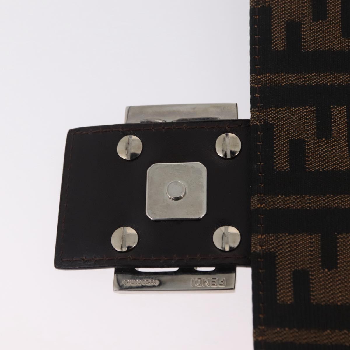 FENDI Zucca Canvas Mamma Baguette Shoulder Bag Black Silver Auth BA16204V
