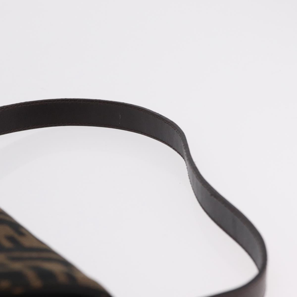 FENDI Zucca Canvas Mamma Baguette Shoulder Bag Black Silver Auth BA16204V