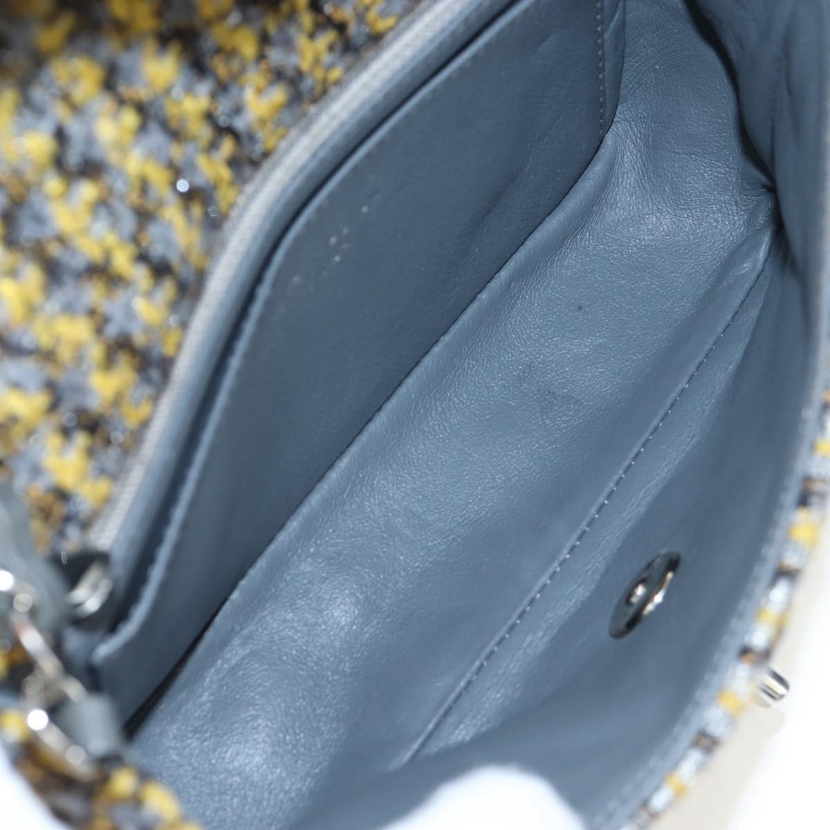 CHANEL Chanel 19 Chain Shoulder Bag Tweed Yellow Silver CC Auth BA16207SM