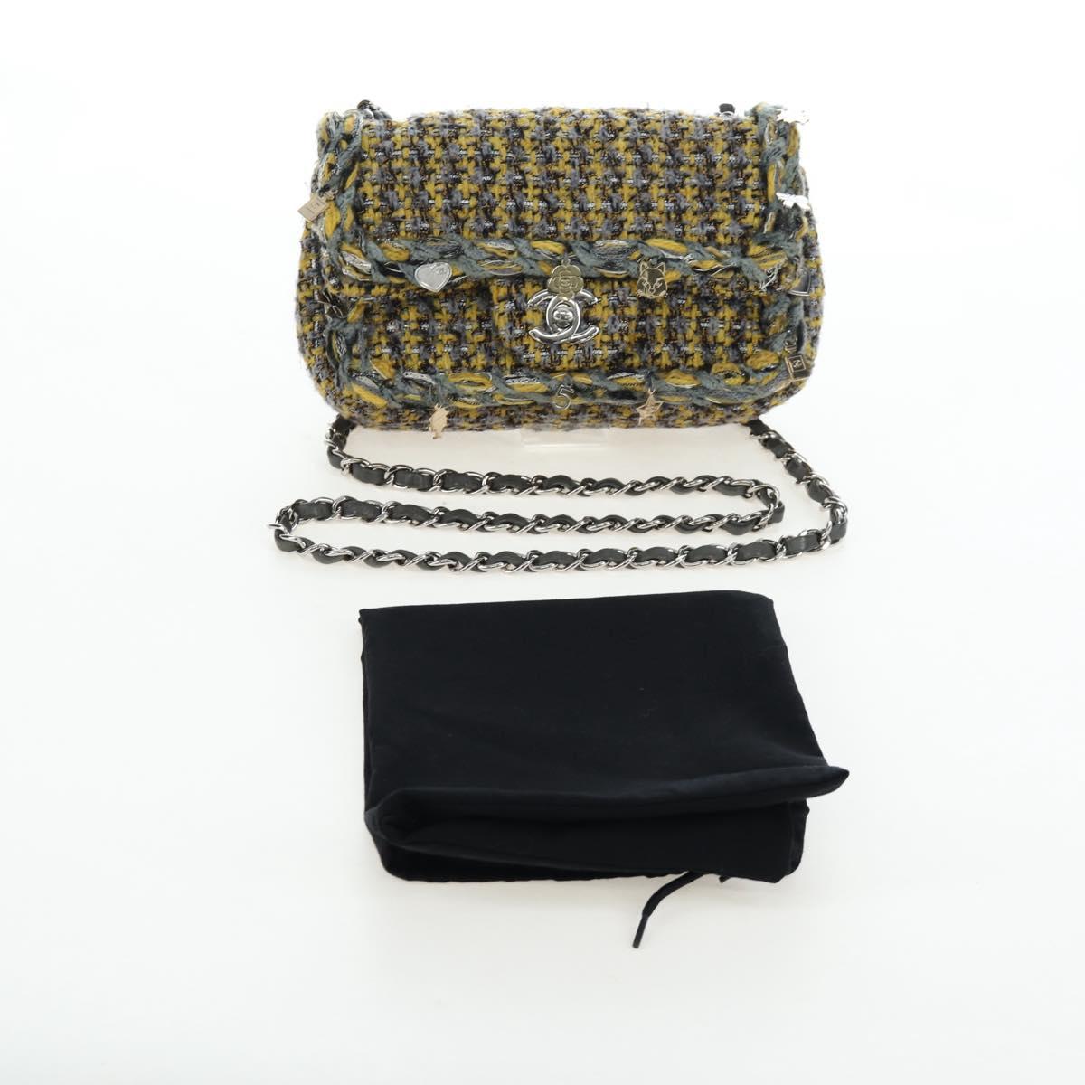 CHANEL Chanel 19 Chain Shoulder Bag Tweed Yellow Silver CC Auth BA16207SM