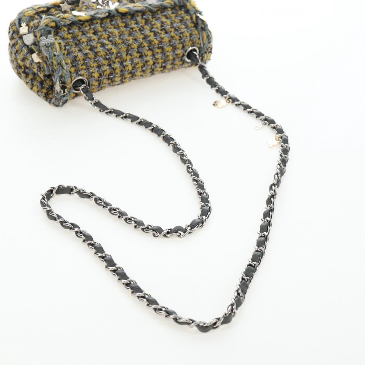 CHANEL Chanel 19 Chain Shoulder Bag Tweed Yellow Silver CC Auth BA16207SM