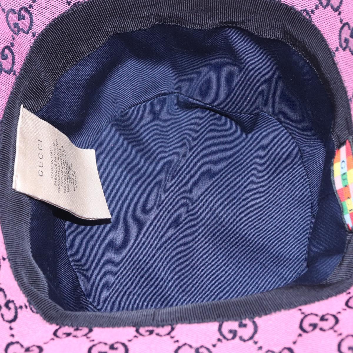 GUCCI GG Canvas Bucket Hat Pink Silver 656573 Auth BA16212V