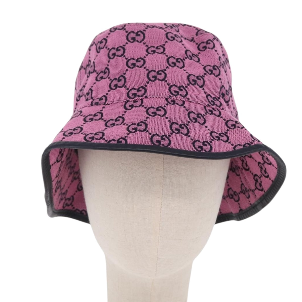 GUCCI GG Canvas Bucket Hat Pink Silver 656573 Auth BA16212V