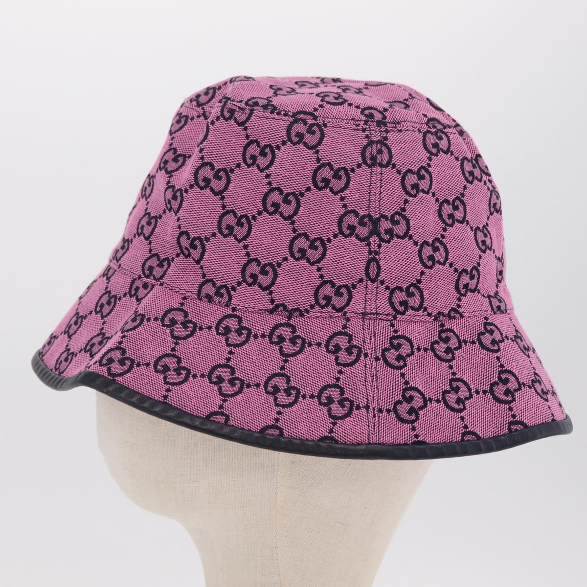 GUCCI GG Canvas Bucket Hat Pink Silver 656573 Auth BA16212V
