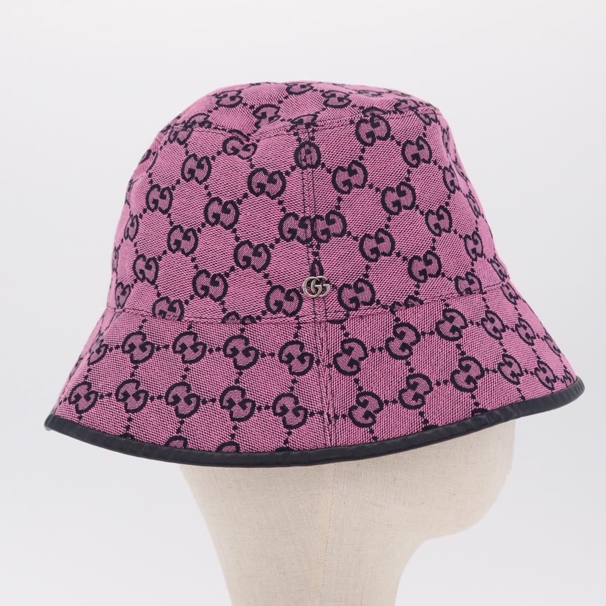 GUCCI GG Canvas Bucket Hat Pink Silver 656573 Auth BA16212V