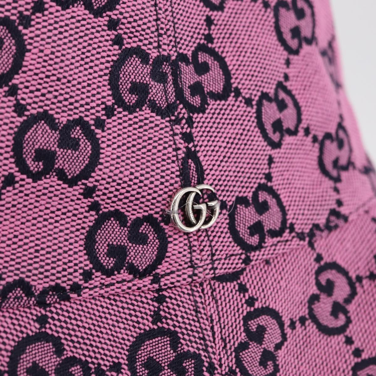 GUCCI GG Canvas Bucket Hat Pink Silver 656573 Auth BA16212V