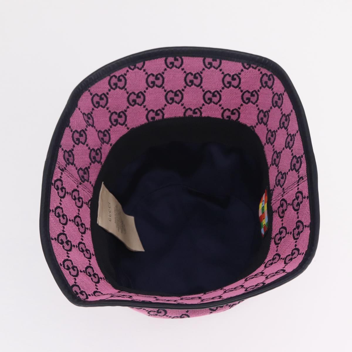 GUCCI GG Canvas Bucket Hat Pink Silver 656573 Auth BA16212V