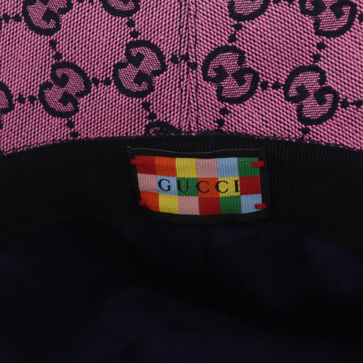 GUCCI GG Canvas Bucket Hat Pink Silver 656573 Auth BA16212V