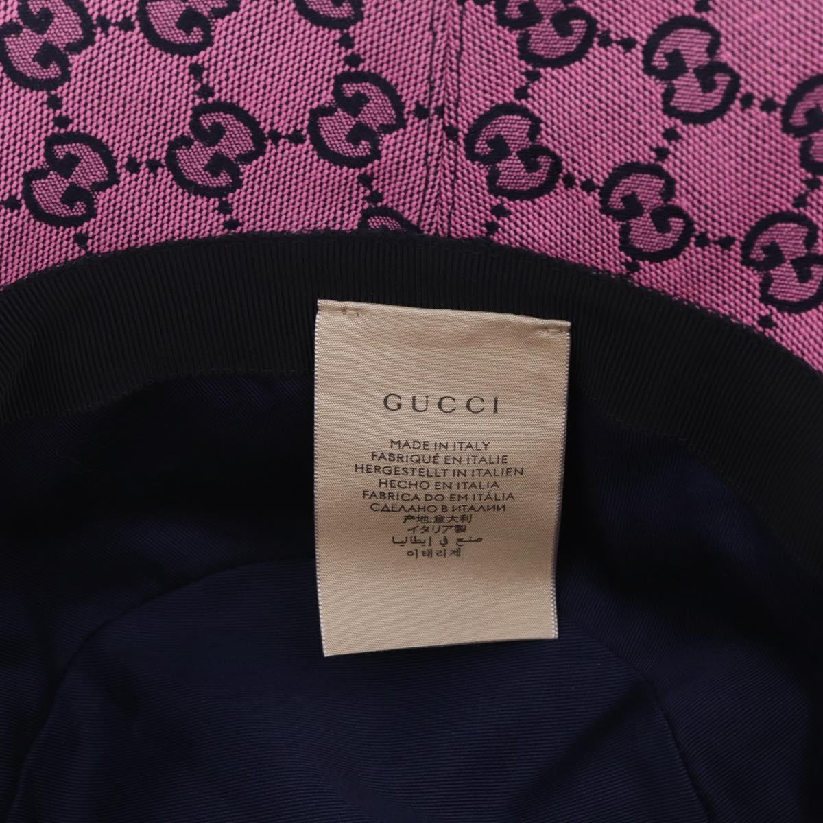 GUCCI GG Canvas Bucket Hat Pink Silver 656573 Auth BA16212V