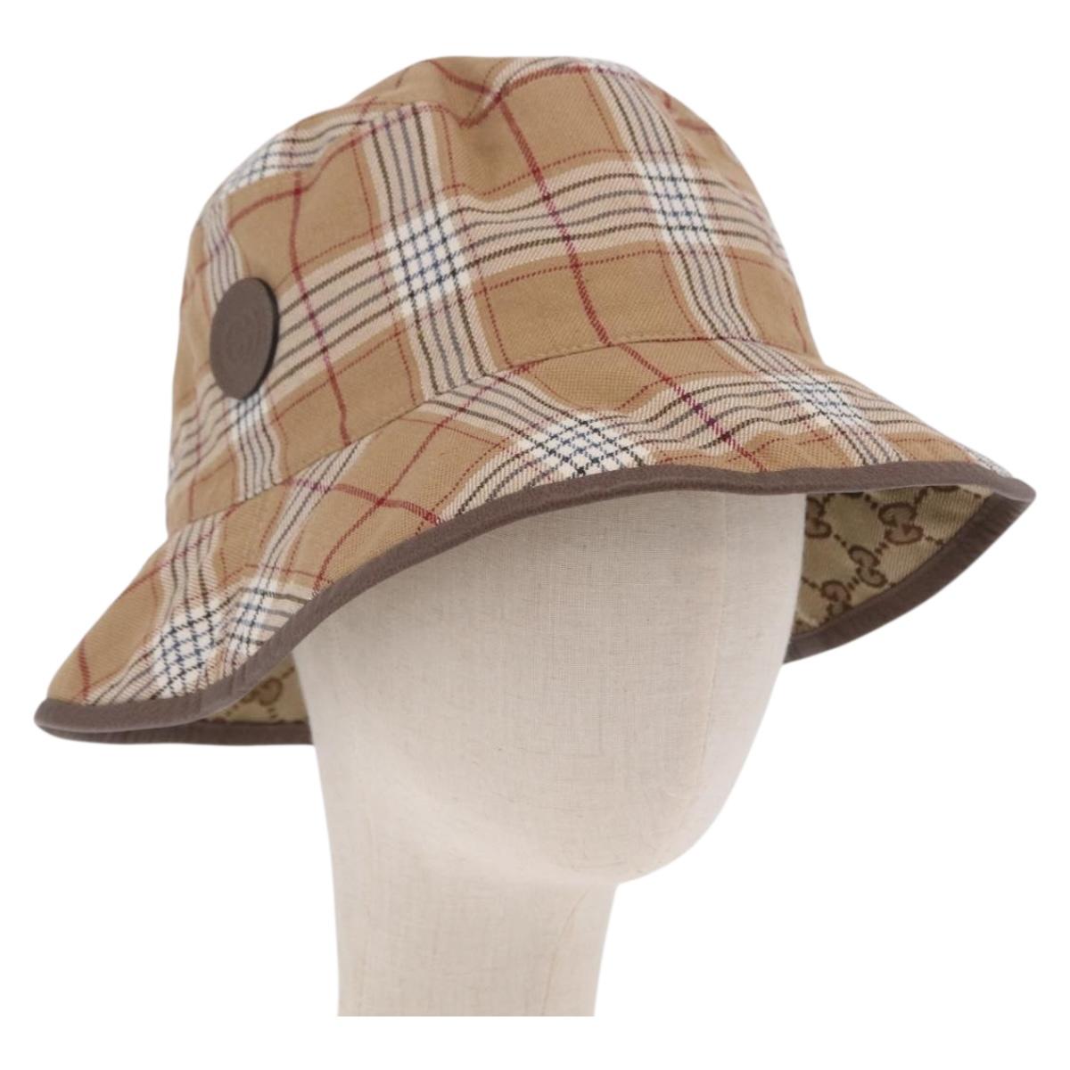 GUCCI GG Bucket Hat Canvas Beige 700851 Auth BA16213V